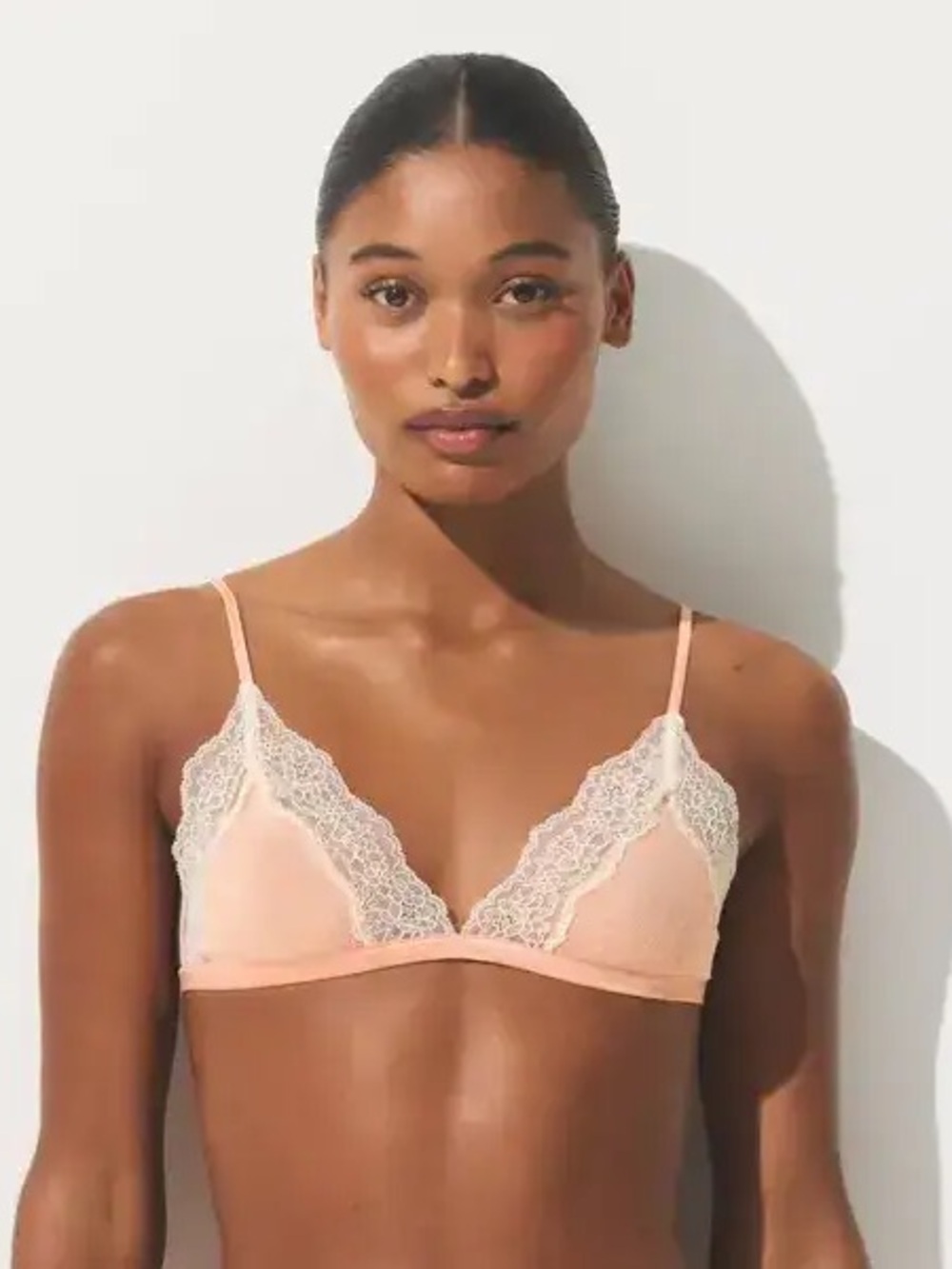 SKIMS Sheer Rib Lace Triangle Bralette in Villa Size Large